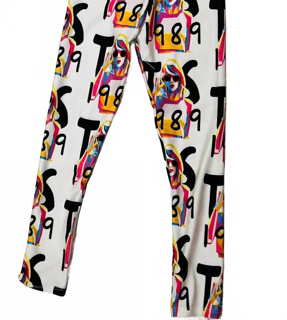 NEW LES TOUT PETITS kid's taylor swift legging in white/multi